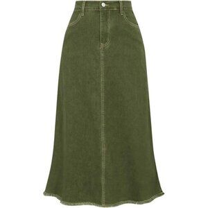 Vintage Denim Skirts for Women Army Green